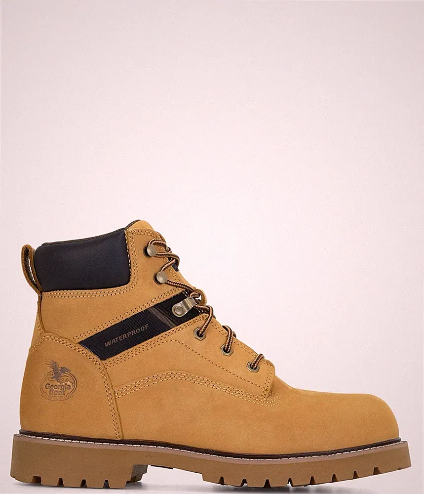 Georgia Boot Waterproof Tan Lace-Up Industrial Work Boots Durable Construction
