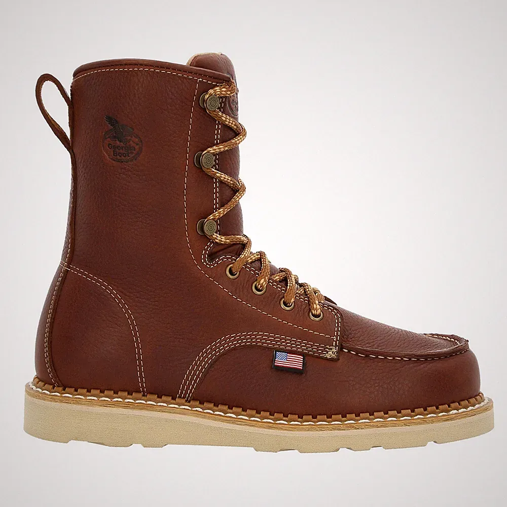 Georgia Boot Wedge Moc Toe GB00480 Mens Brown Leather Work & Safety Boots
