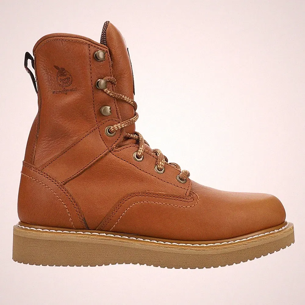 Georgia Boots Wedge 8 Inch Slip Resistant Soft Toe Work Mens Brown G8152