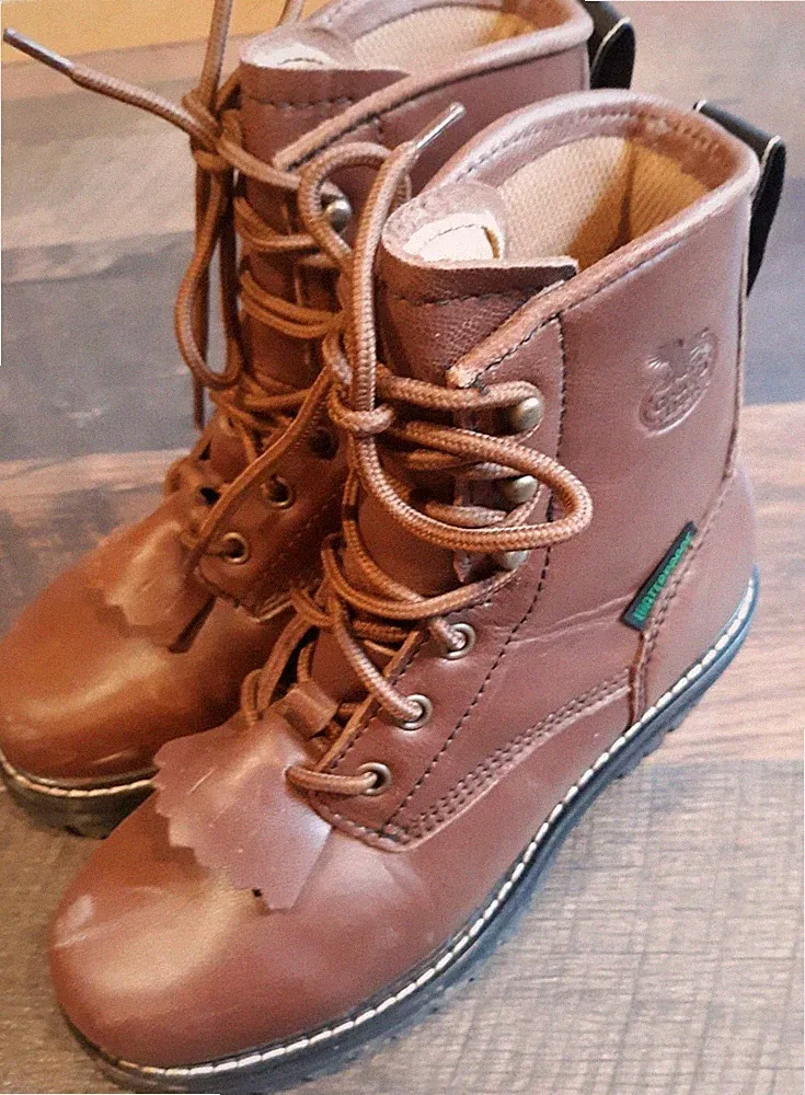 Georgia Kids Brown 5" Work Boot Size 3.5 GB00019 Leather Lace Up