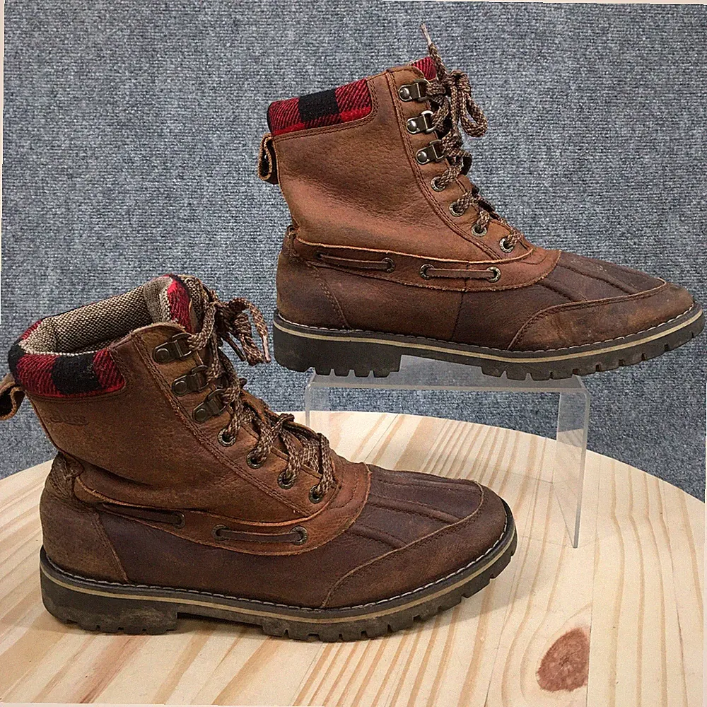GH Bass & Co. Raider Work Duck Boots Mens 8 M Hiking Plaid Cuf Ankle Top Brown