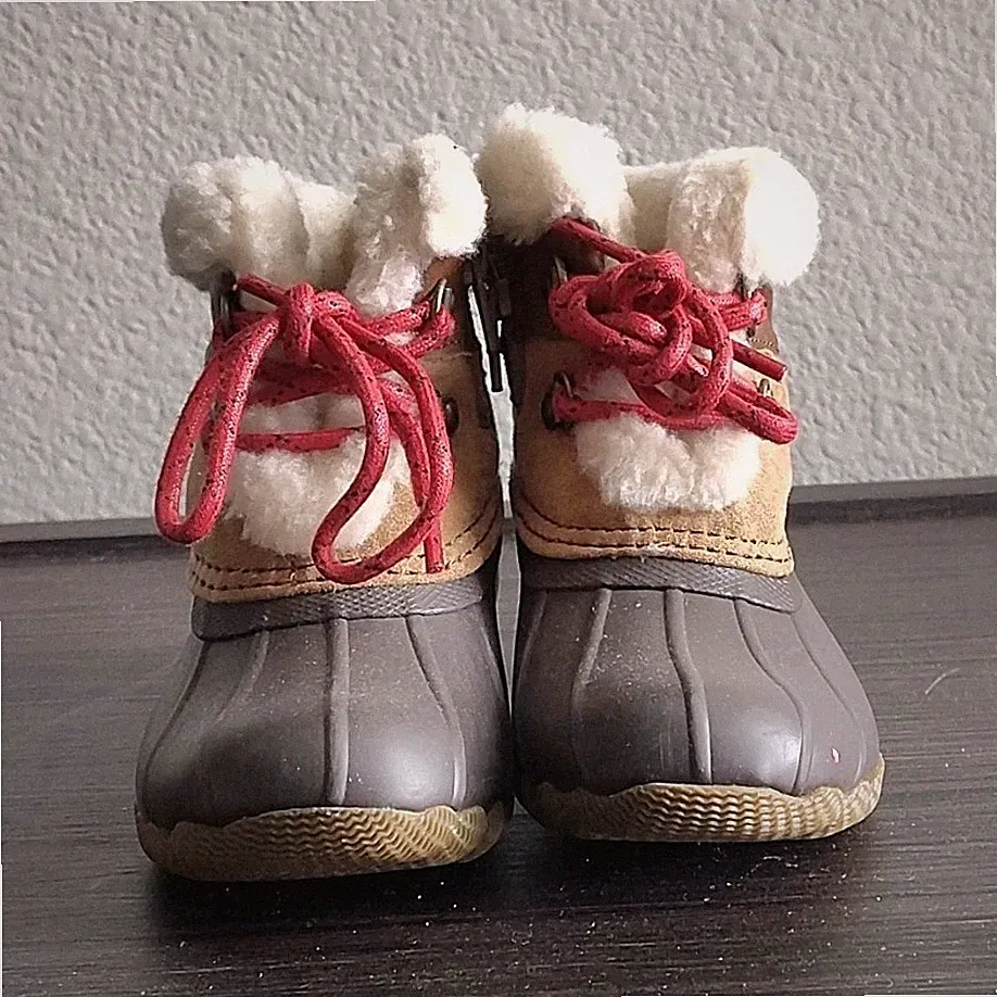 Girls' Ankle Snow Boots Faux Fur Lined Lace Up Brown Gray Red Synthetic Rubber
