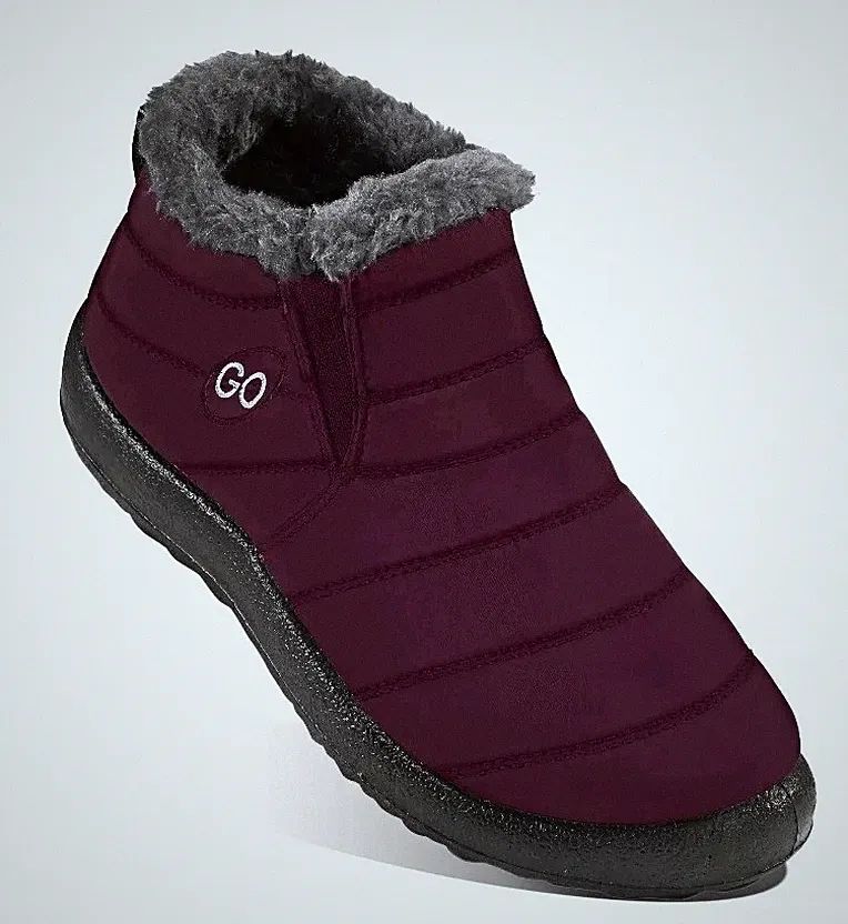 GO Women's Ankle Waterproof Faux Fur Lined Winter Snow Boots Size 37 Burgundy