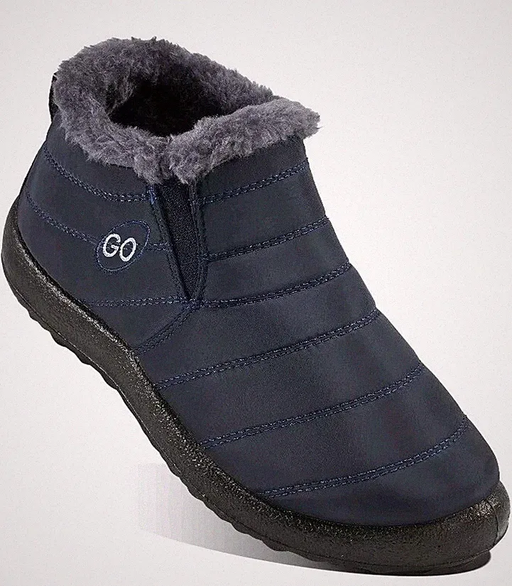 GO Women's Ankle Waterproof Faux Fur Lined Winter Snow Boots Size 37 Navy