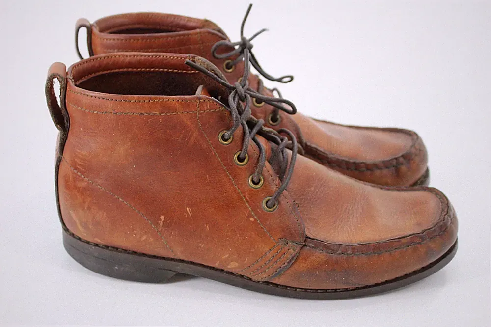 Gokey Chukka Vintage Boots Brown Leather Hand Made Neoprene Sole USA Mens 9.5 E