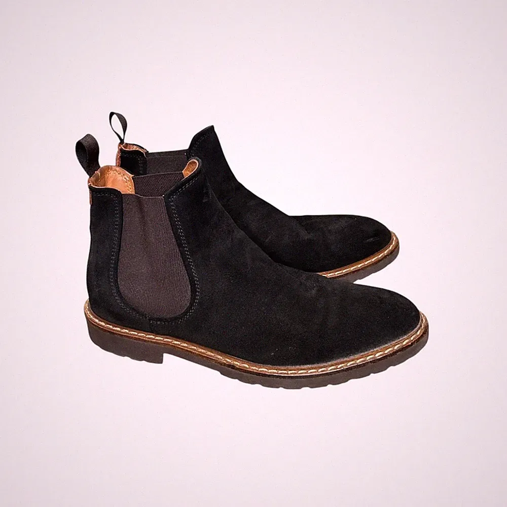 Good Man Brand Black Suede Chelsea Boots Made in Italy Size 8