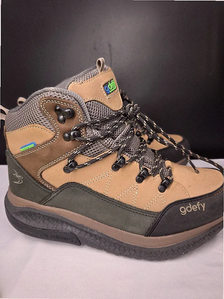 Gravity Defyer Hiking Boots Mens Size 9 Brown Green Waterproof Outdoor Trail
