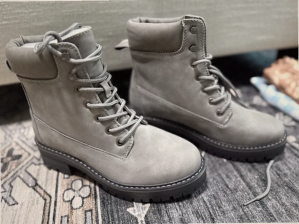 Grey Combat Boots