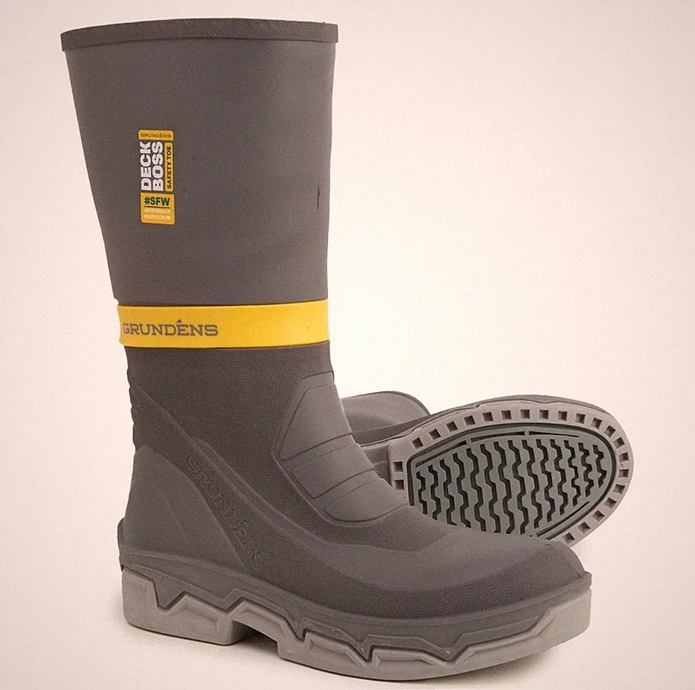 GRUNDENS Deck Boss 15" Safety Toe Boot - Dark Grey - Puncture Resistant