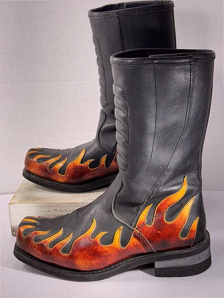 🔥 GUIDE GEAR Biker Motorcycles Boots Leather Padded Men’s Sz US 8.5 Tall 12”