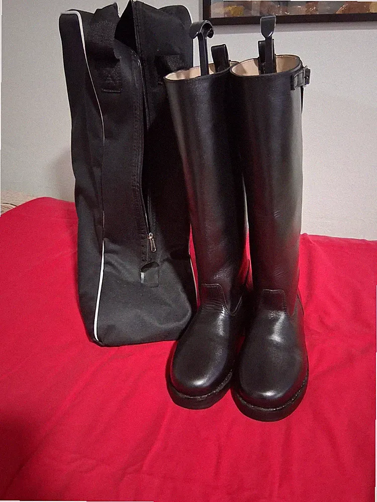 Handmade Black Leather Riding Boots | Tall Equestrian Cavalry Boots