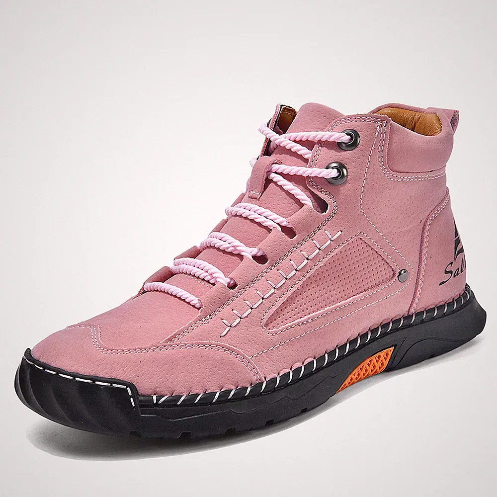 Handmade High Top Hiking Shoes Men's Ankle Boots Outdoor Motocross Sneakers Red