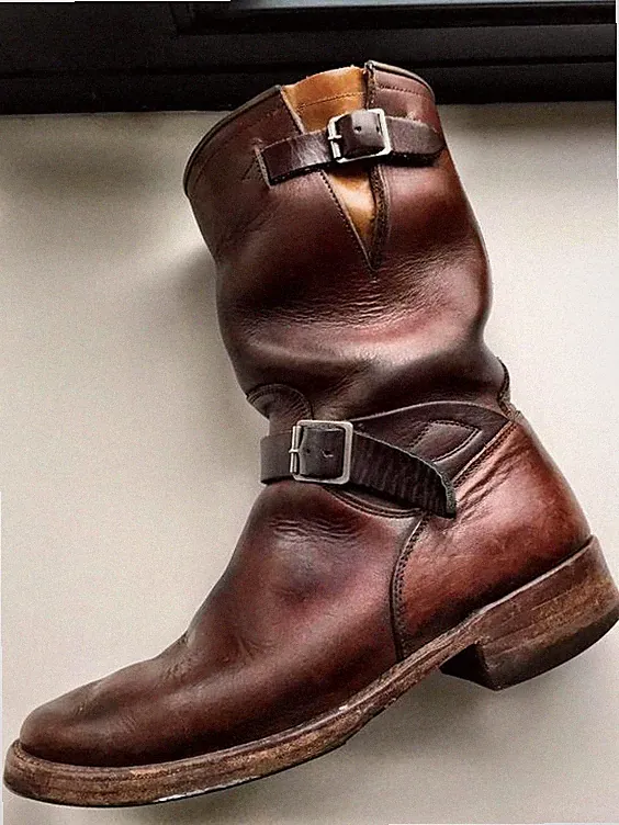 Handmade men brown biker boots, combat zipper motorcycle boots for mens