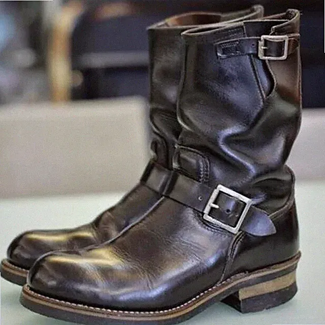 Handmade Men's Black Leather Motorcycle Boots, Ankle Dress Boots, Gift For Him