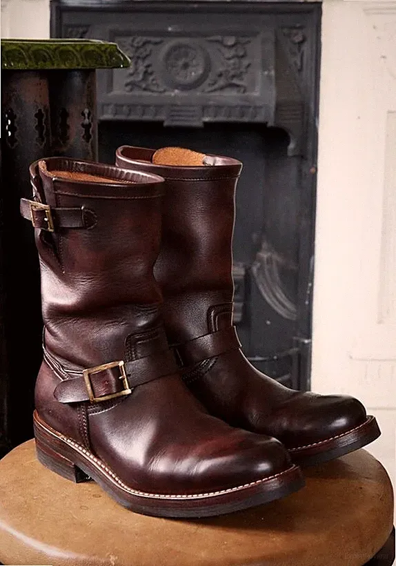 Handmade Men's maroon Leather motorcycle boots, Men work boots, Biker boots