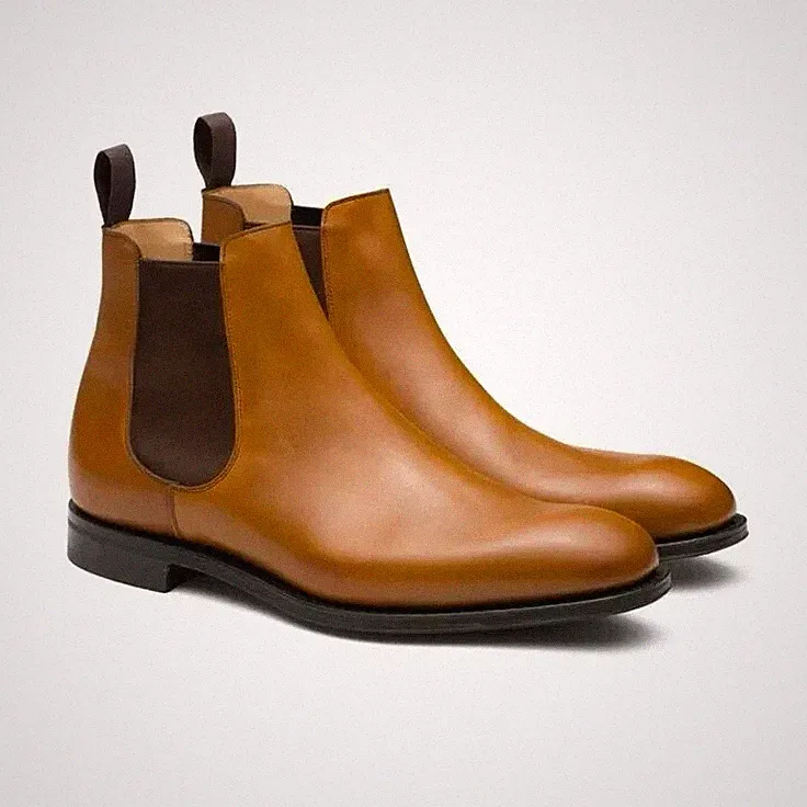 Handmade Men Tan Brown Leather Chelsea Office Boot, Ankle Boots, Party Boot