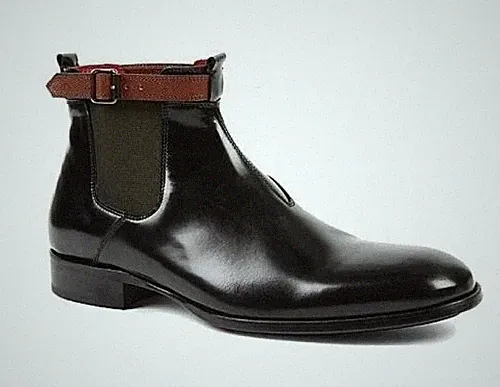 Handmade Mens Black Chelsea Genuine Leather Boot With Ankle Boot 8-9-10-11-12-13