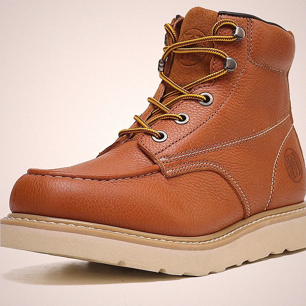 HANDMEN Soft Moc Toe EH WR Mens Work Boots, Non-Slip EVA Rubber Sole (302)