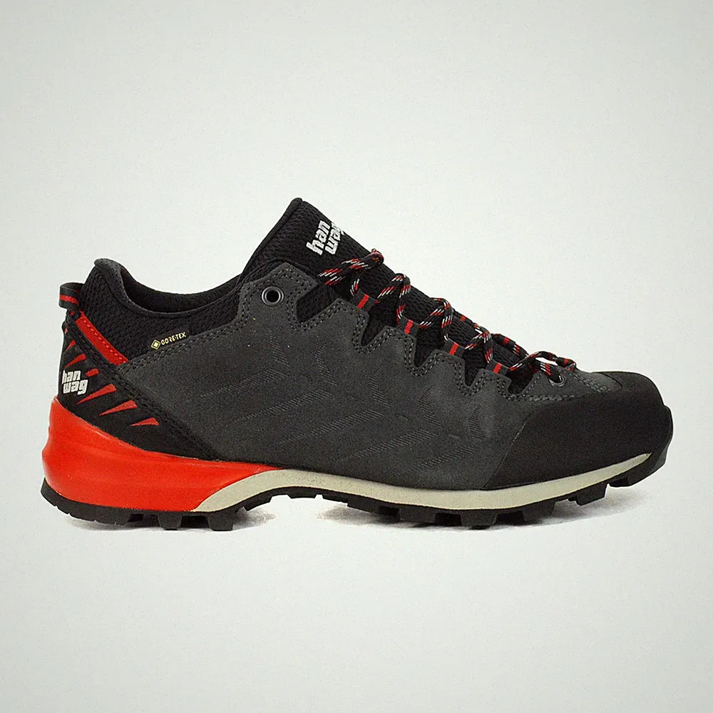 Hanwag Men's Makra Pro Low GTX Asphalt/Red Approach Shoes H100600-064055