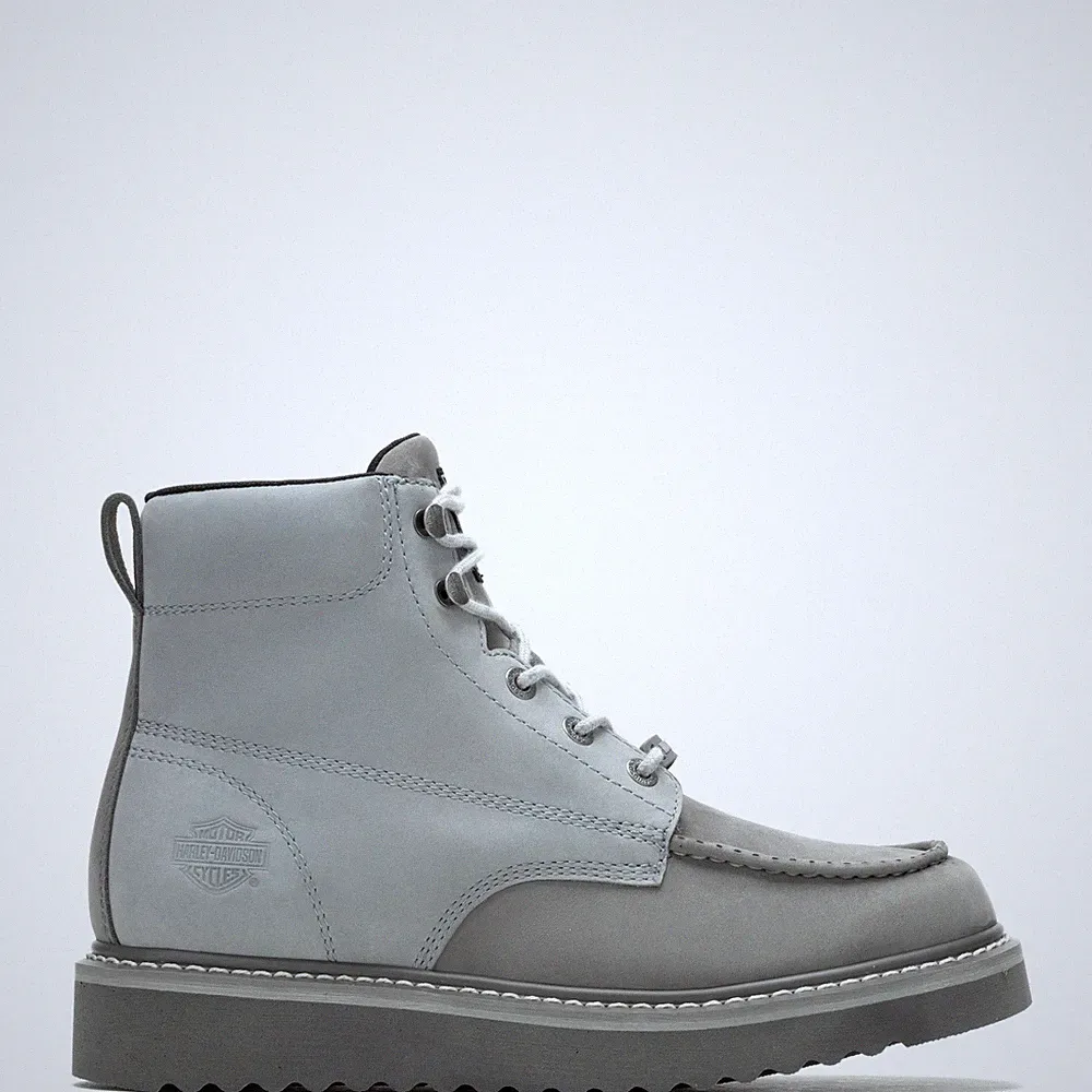 Harley-Davidson Beau D93858 Mens Gray Leather Zipper Motorcycle Boots 7