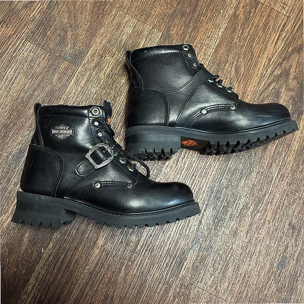 Harley Davidson Black Motorcycle Buckle Boots Womens Size 9.5 Gothic Platform