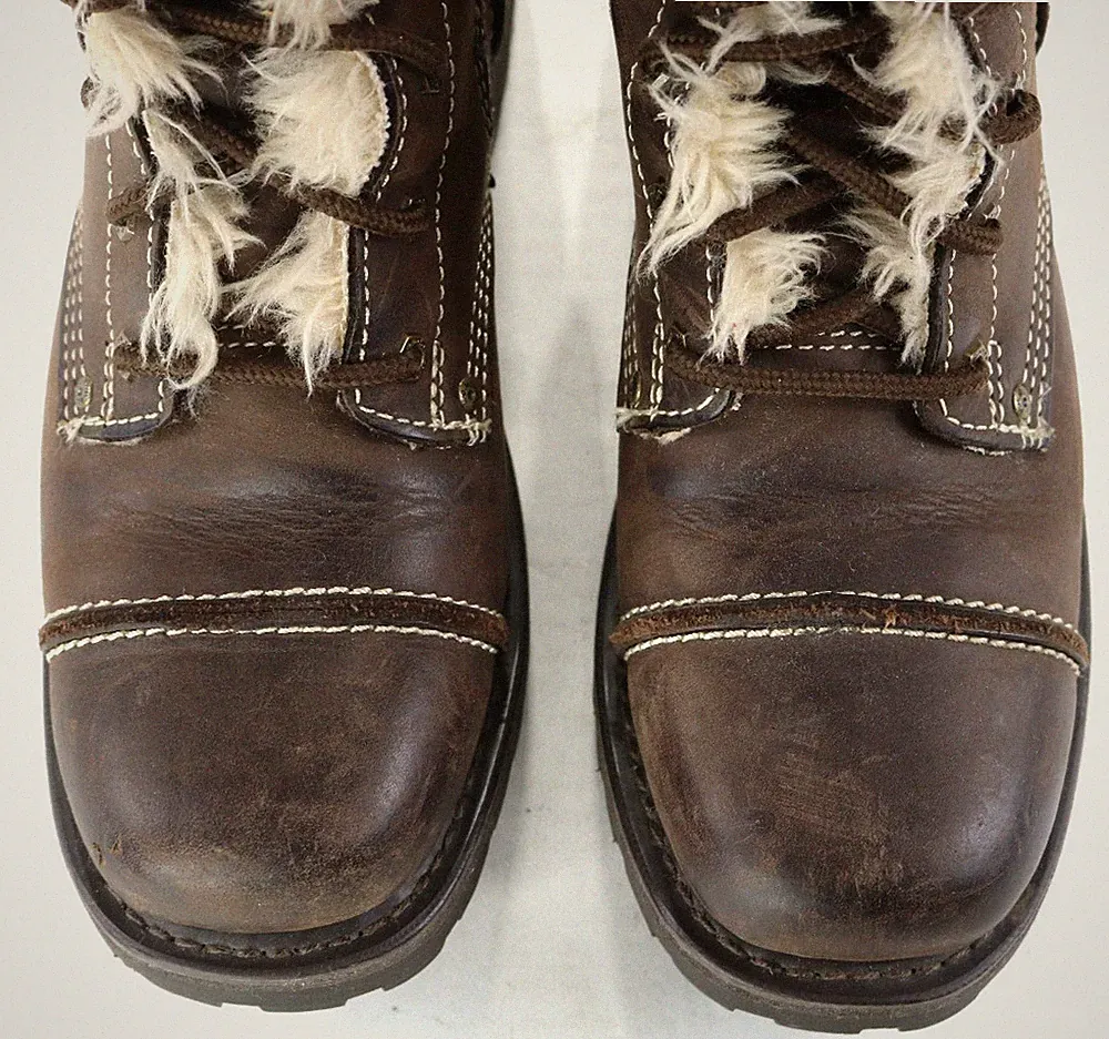 harley davidson boots 7.5 brown leather zip lace warm cold winter 85341 womens