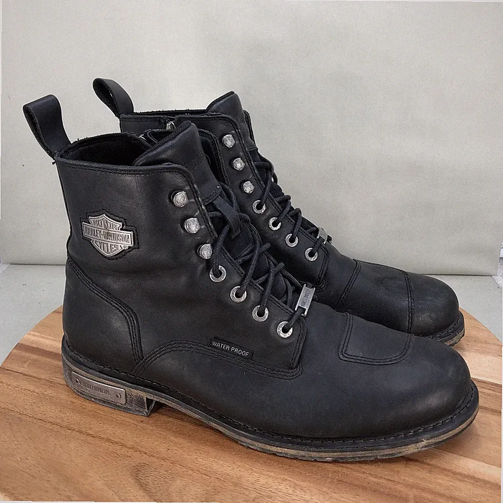 Harley Davidson Clancy Mens Black Leather Waterproof Motorcycle Boots Size 11.5