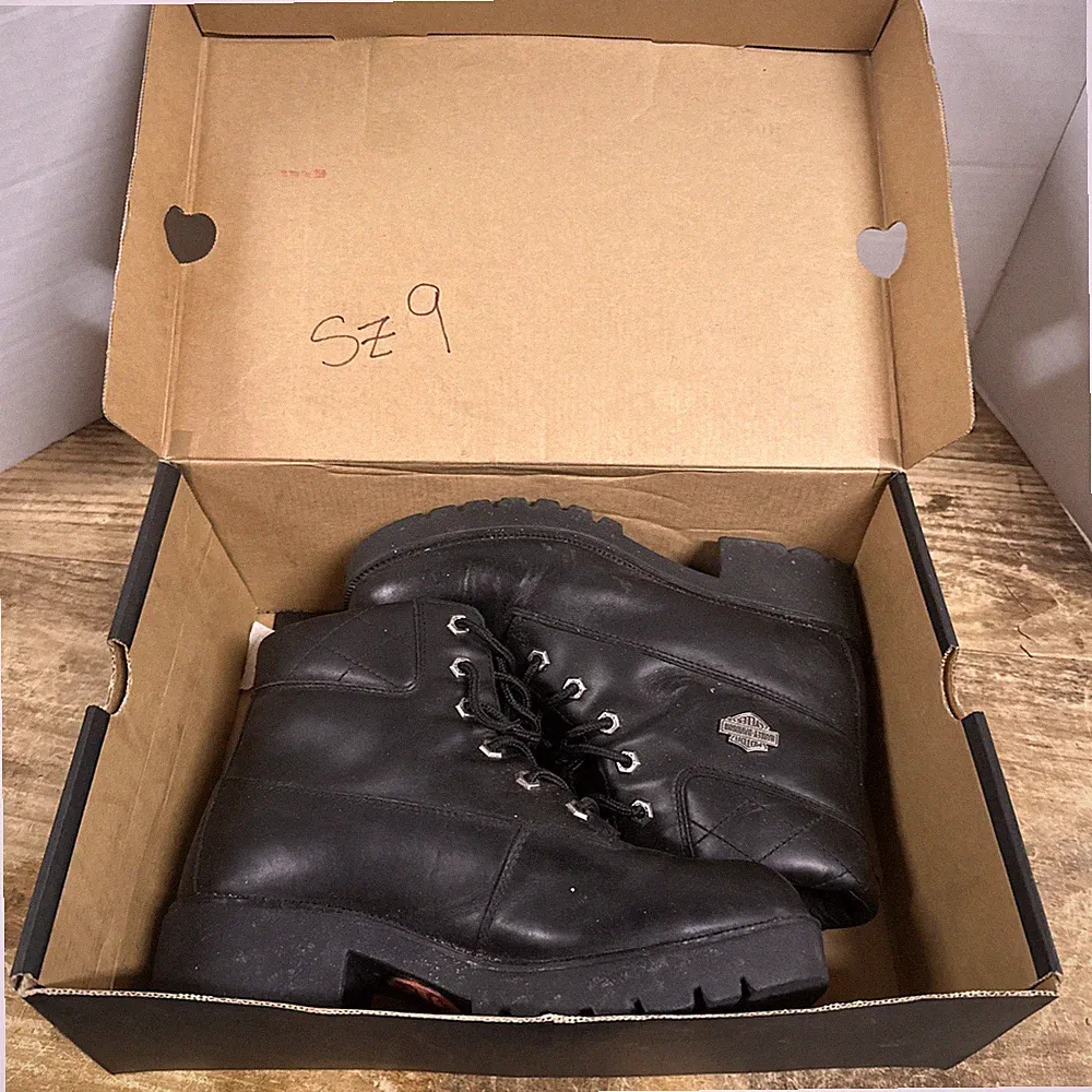 Harley-Davidson Cruise Control Womens Black Leather Quilted Biker Boots Size 9
