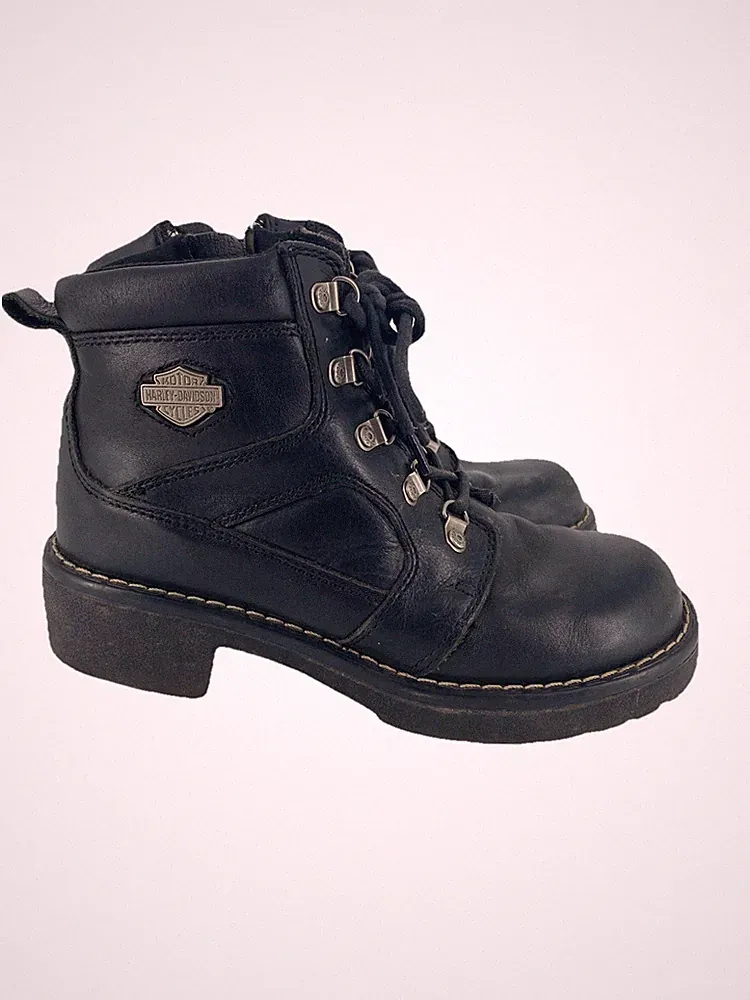 Harley Davidson Express Lane Women's Black Leather Motorcycle Boots 84008 Sz 6.5
