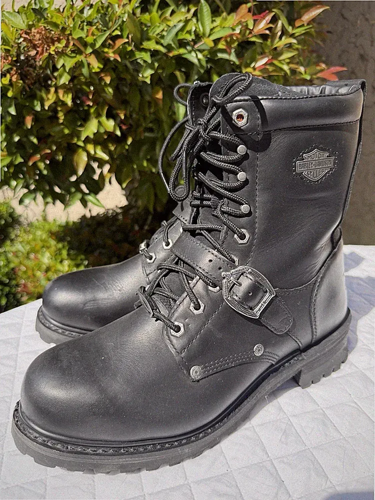 Harley-Davidson Men's Faded Glory 8-Inch Motorcycle Black Boots D91003 Size 10.5