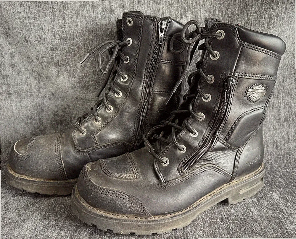 Harley Davidson Mens Sz 11 M Riddick 8" Black Leather Motorcycle Boots D98308
