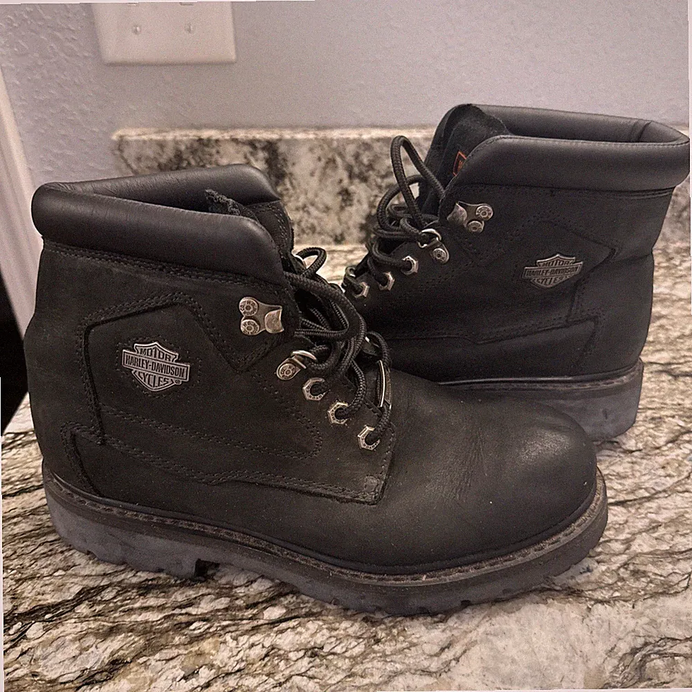 HARLEY-DAVIDSON Motorcycle Boots (#91005) Preowned Black Leather Men's Size 9.5