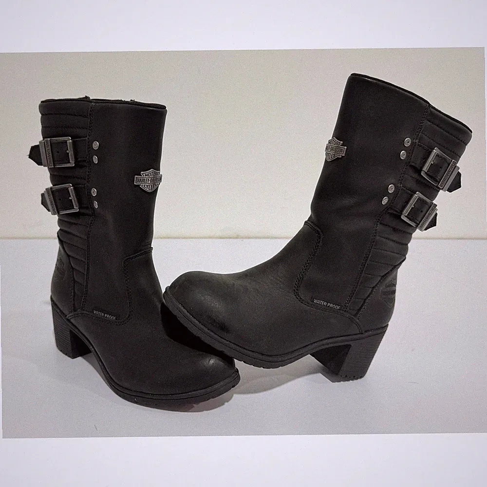 Harley-Davidson Women's Kirkley Leather Motorcycle Boots Black Size 6.5 NEW #