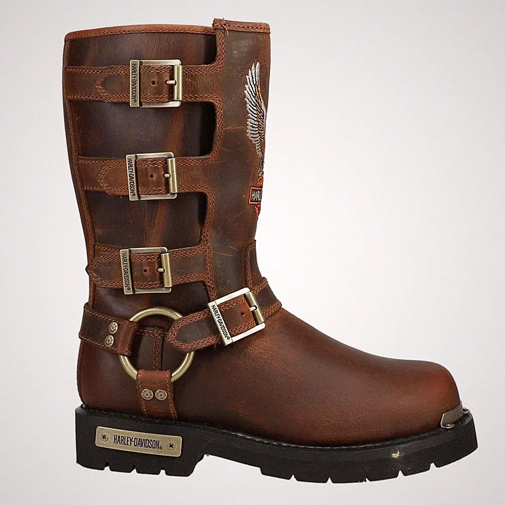 Harley-Davidson Womens Corley Embroidered Motorcycle Boots,Brown