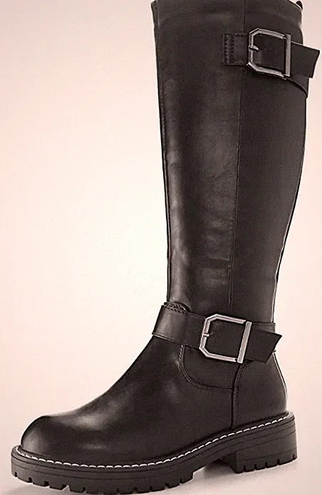 Hawkwell Womens Black Knee High motorcycle Riding Boots Black Size 7