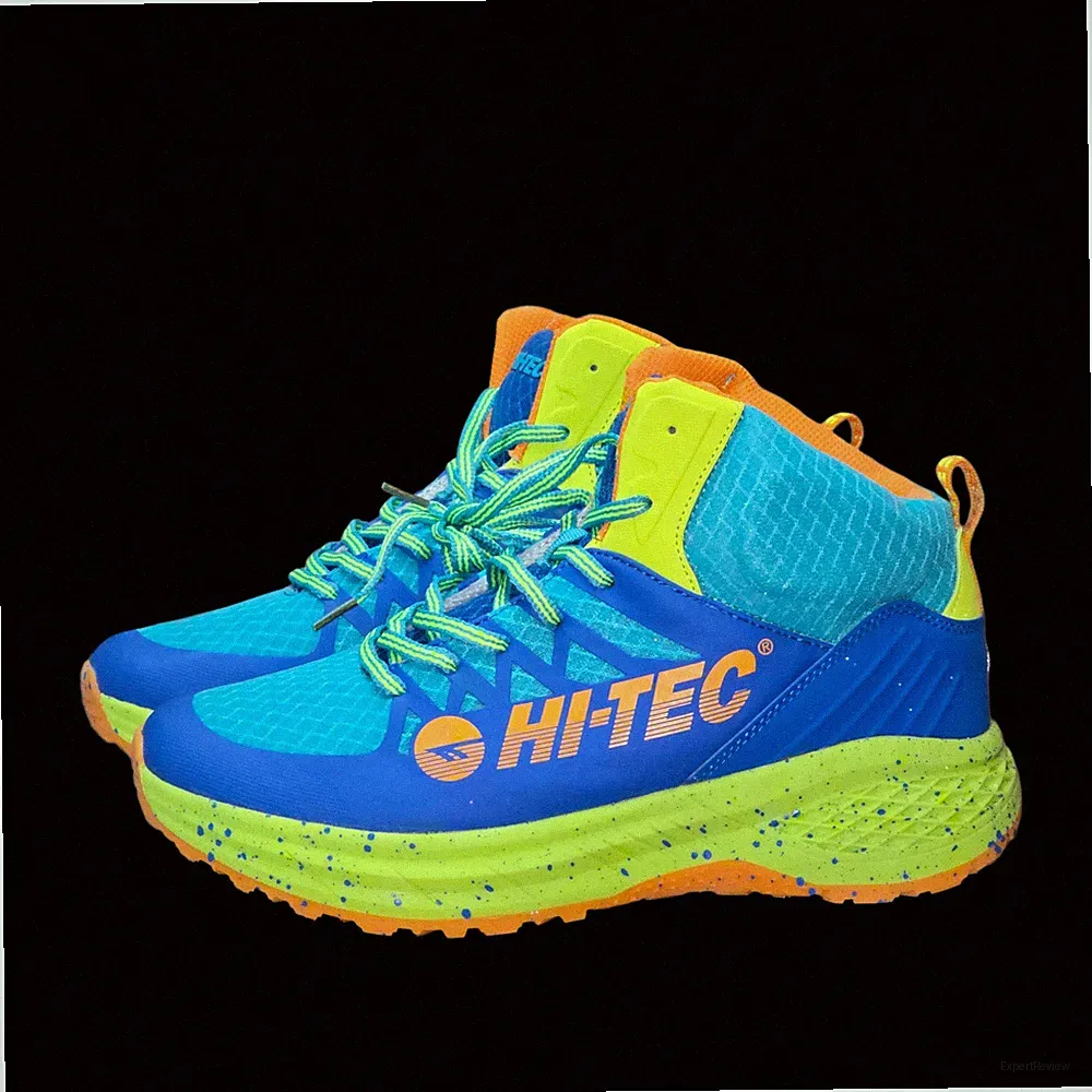 Hi-Tec Destructor Logo Blue Neon High Top Men's Trail Hiking Shoes Size 9.5
