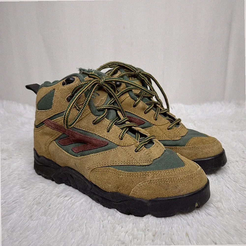 Hi-Tec sz 8 Lady Sundance vintage tan green lace up gorpcore hiking boots wmns