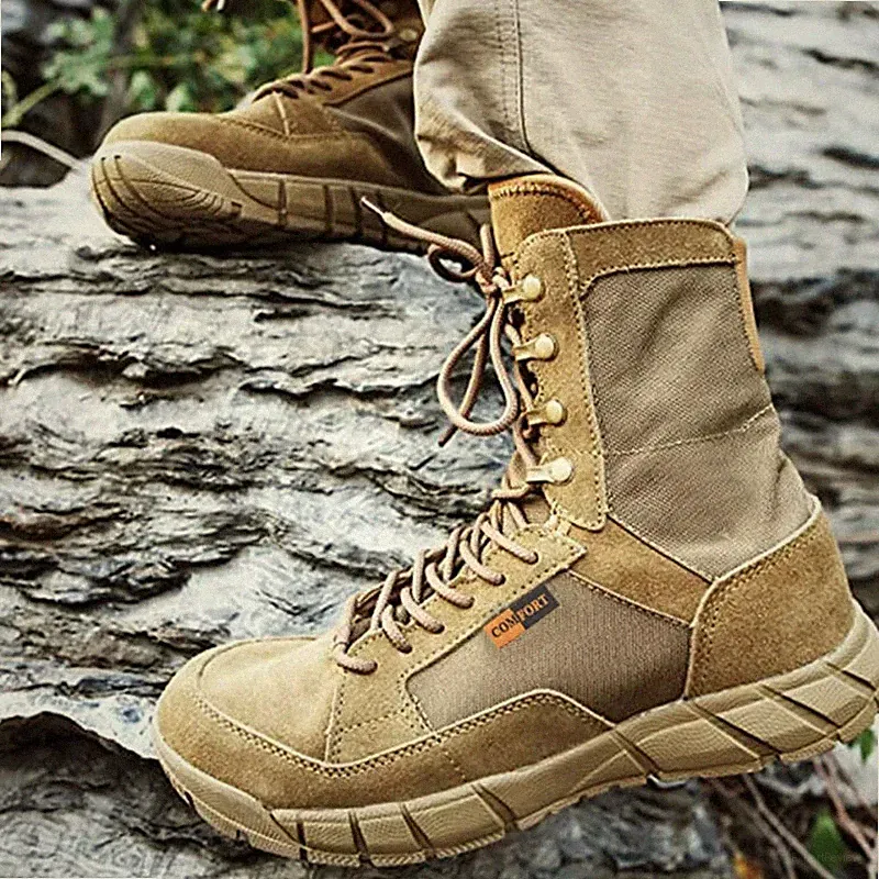 High Quality Outdoor Men's Hiking Shoes Desert High Tactical Boots Soldier Boots
