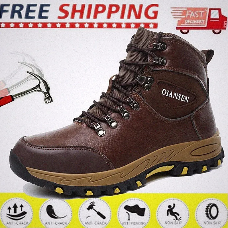 High Top Sneakers Mens Steel Toe Work Boots Mens Safety Shoes Comfortable Hiking
