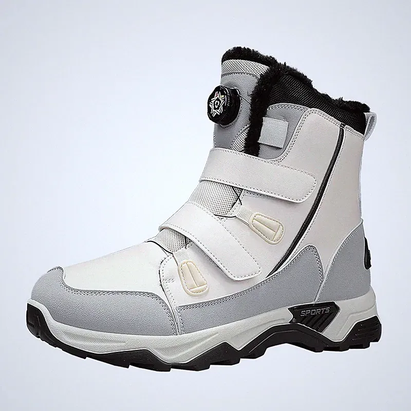 High-top Snow Boot for Men Winter Outdoor Non-slip Motorcycle Hiking Shoes Black