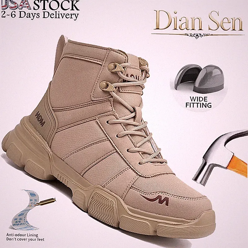 High Top Steel Toe Safety Boots Men Anti-Puncture Work Shoes Mens Hiking Boots