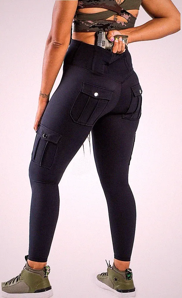 High-wasted Curves And Combat boots Large Black CC Original Conceal Leggings New