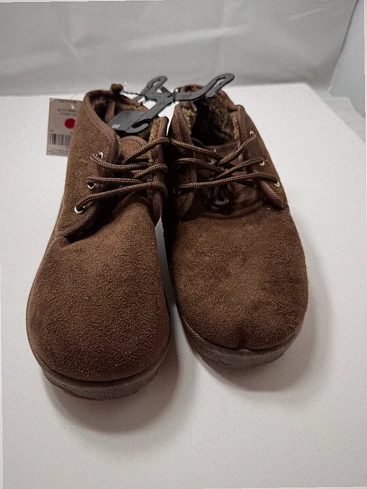 Highland Mens Brown Low Top Lace Up Suede Shearling Lined Chukka Boots Size: 2/3