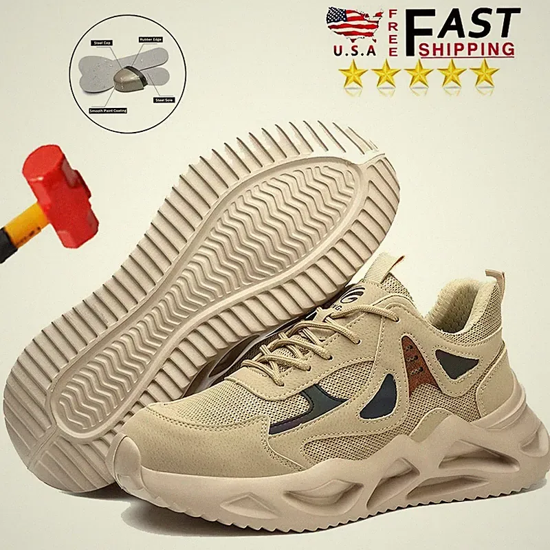 Hiking Boots Steel Toe Shoes For Mens Safety Shoes Anti Shock Non Slip Boots