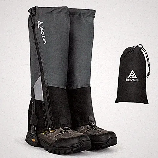 Hiking Gaiters with Upgraded Zipper, Gators for Hiking Boots Medium Grey&Black
