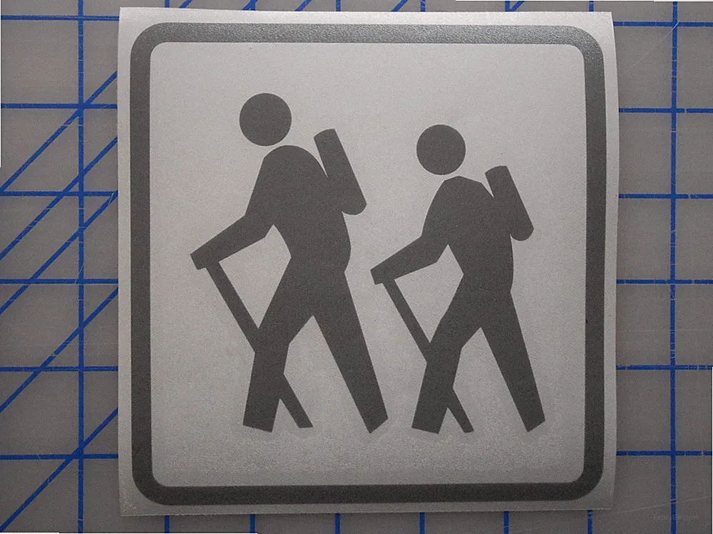 Hiking Sticker Decal 4" 5.5" 7.5" Hiker Trail Boots Shoes Tent Camping Pack Bag