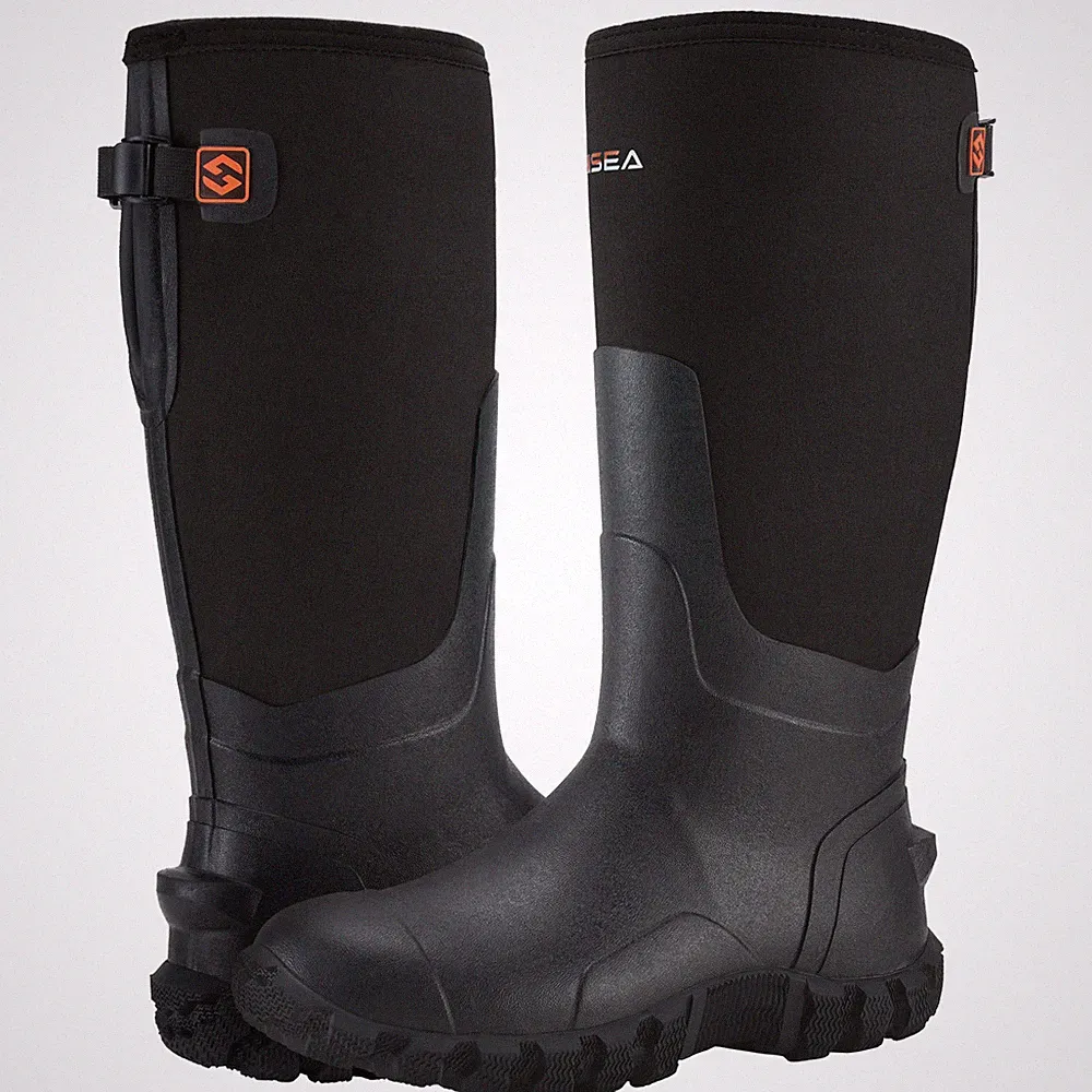 HISEA Men Adjustable Rain Boots Fishing Hunting Mud Dirt Farm Work Safety Shoes