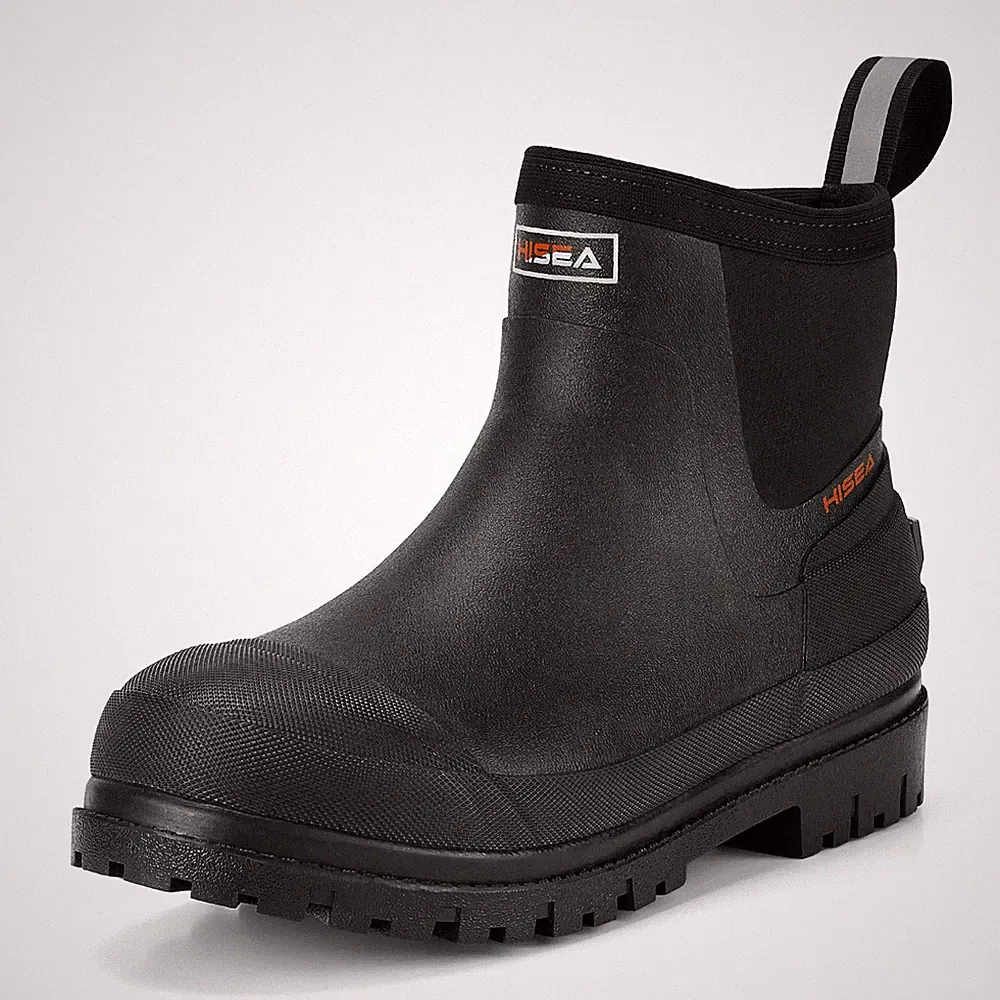 HISEA Men Ankle Chelsea Rain Boots Steel Shank Waterproof Yard Mud Work Booties