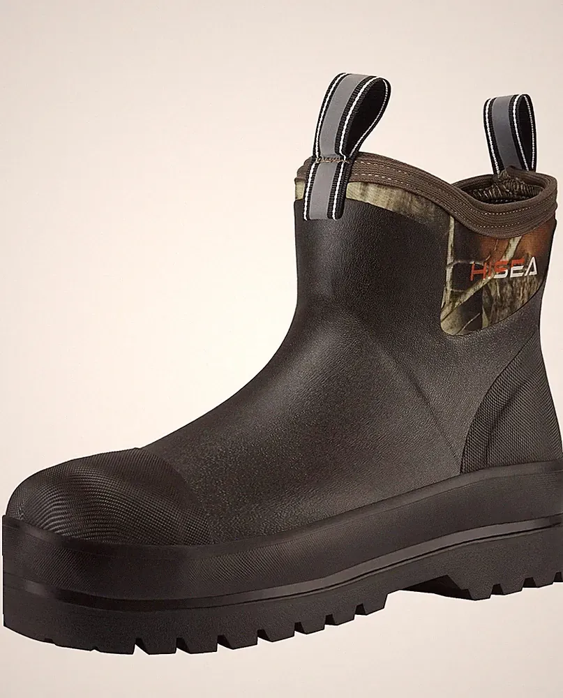 HISEA Men Ankle Chelsea Rain Boots Waterproof Insulated Non-Slip Mud Work Bootie