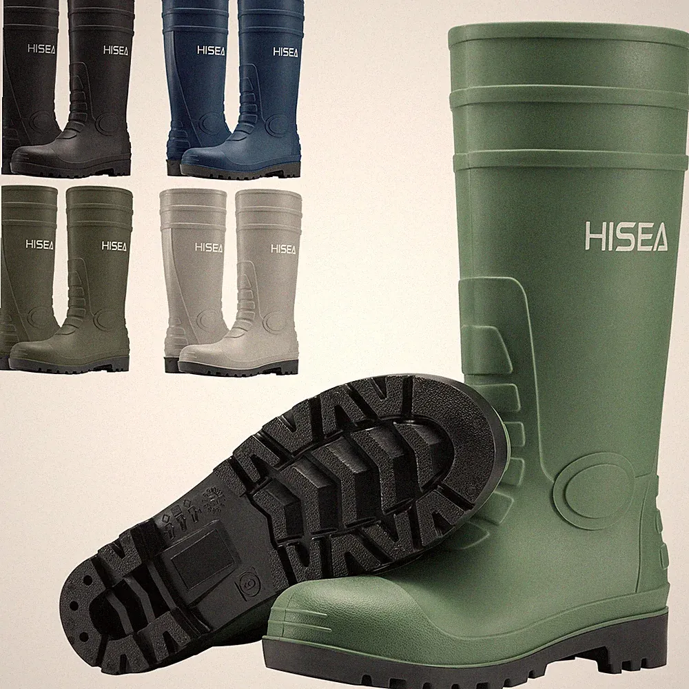 HISEA Men Rain Boots w/Steel Shank Waterproof Corrosion-Resistant Mud Work Boots